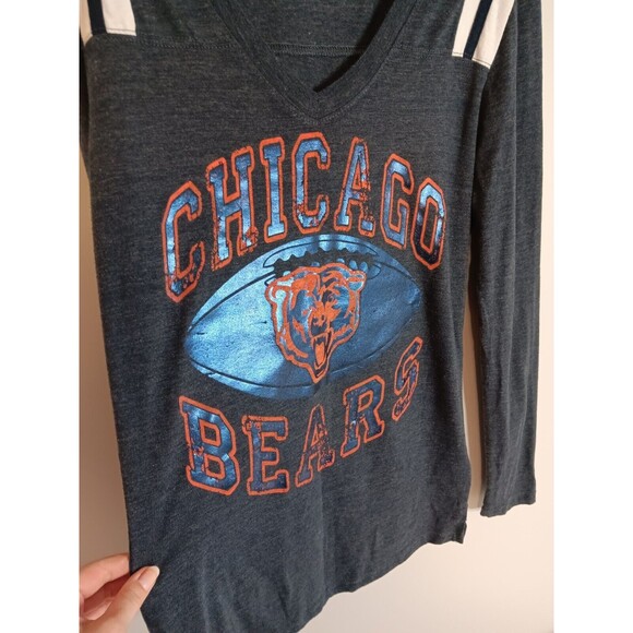NFL Chicago Bears Womens Long Sleeve Pullover Tee Shirt Top Sz Medium Blue - Picture 3 of 6